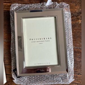 Pottery Barn Silver Sentiment Frame with box 5 X 7 New